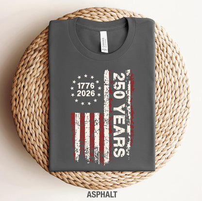 America 250th Anniversary T-Shirt, Patriotic USA Flag 1776-2026 Tee