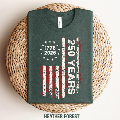 America 250th Anniversary T-Shirt, Patriotic USA Flag 1776-2026 Tee