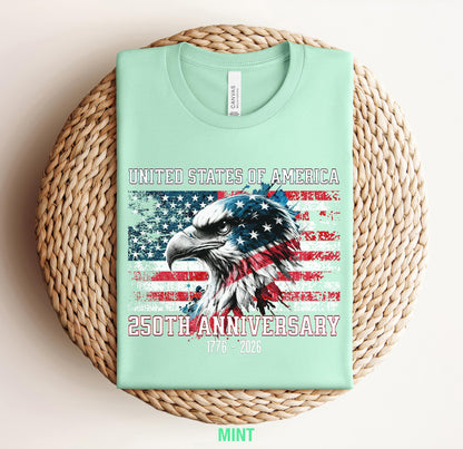 America 250th Anniversary T-Shirt, Patriotic USA Flag 1776-2026 Tee