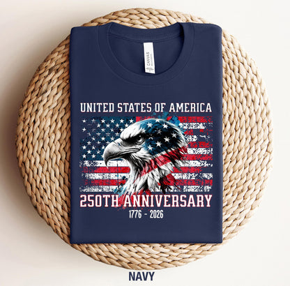 America 250th Anniversary T-Shirt, Patriotic USA Flag 1776-2026 Tee