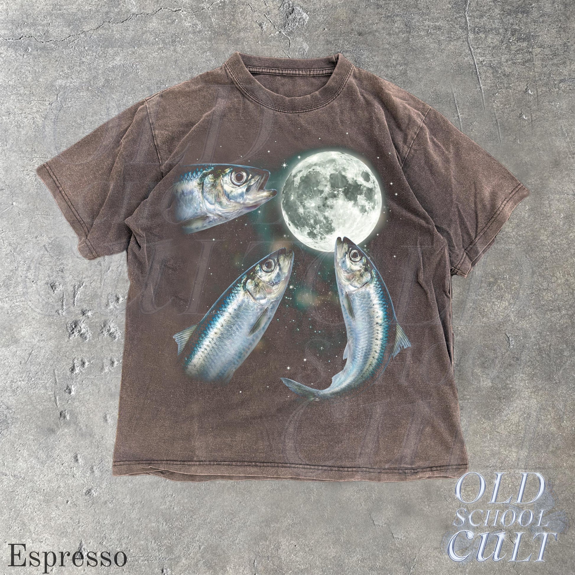 Sardine Howling To Moon Vintage Graphic T Shirt, Retro Silly Fish Gift Tee