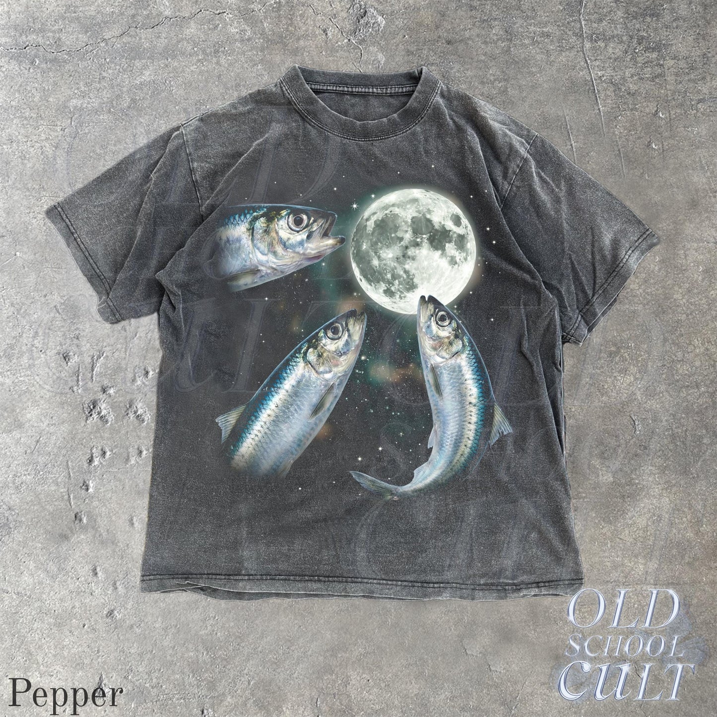 Sardine Howling To Moon Vintage Graphic T Shirt, Retro Silly Fish Gift Tee