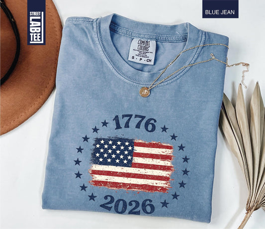 Made in America Comfort Colors® T-Shirt, USA Flag Shirt, America 250th Anniversary Tee, Patriotic Gift, 4th of July, Independence Day Top