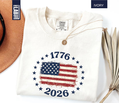 Made in America Comfort Colors® T-Shirt, USA Flag Shirt, America 250th Anniversary Tee, Patriotic Gift, 4th of July, Independence Day Top