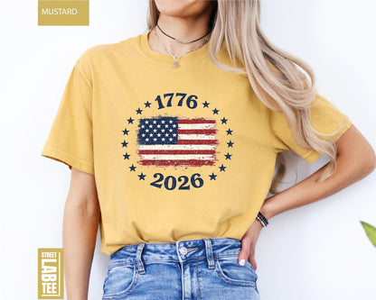 Made in America Comfort Colors® T-Shirt, USA Flag Shirt, America 250th Anniversary Tee, Patriotic Gift, 4th of July, Independence Day Top