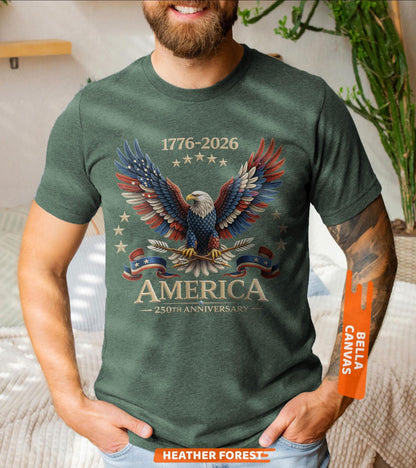 250th Anniversary America Patriotic T-Shirt, Bald Eagle American Flag Tee, 1776–2026 Shirt for Men & Women, 4th Of July Shirt, Patriotic Tee