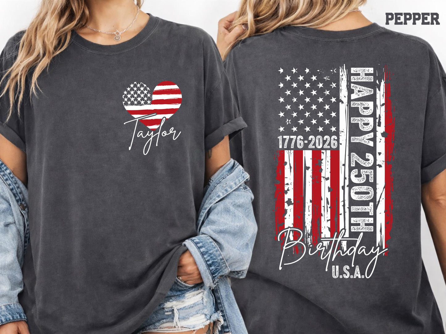 Comfort Colors® Custom USA 250th Birthday Shirt, 1776-2026 Independence Day Tee, , Fourth of July Family Tees