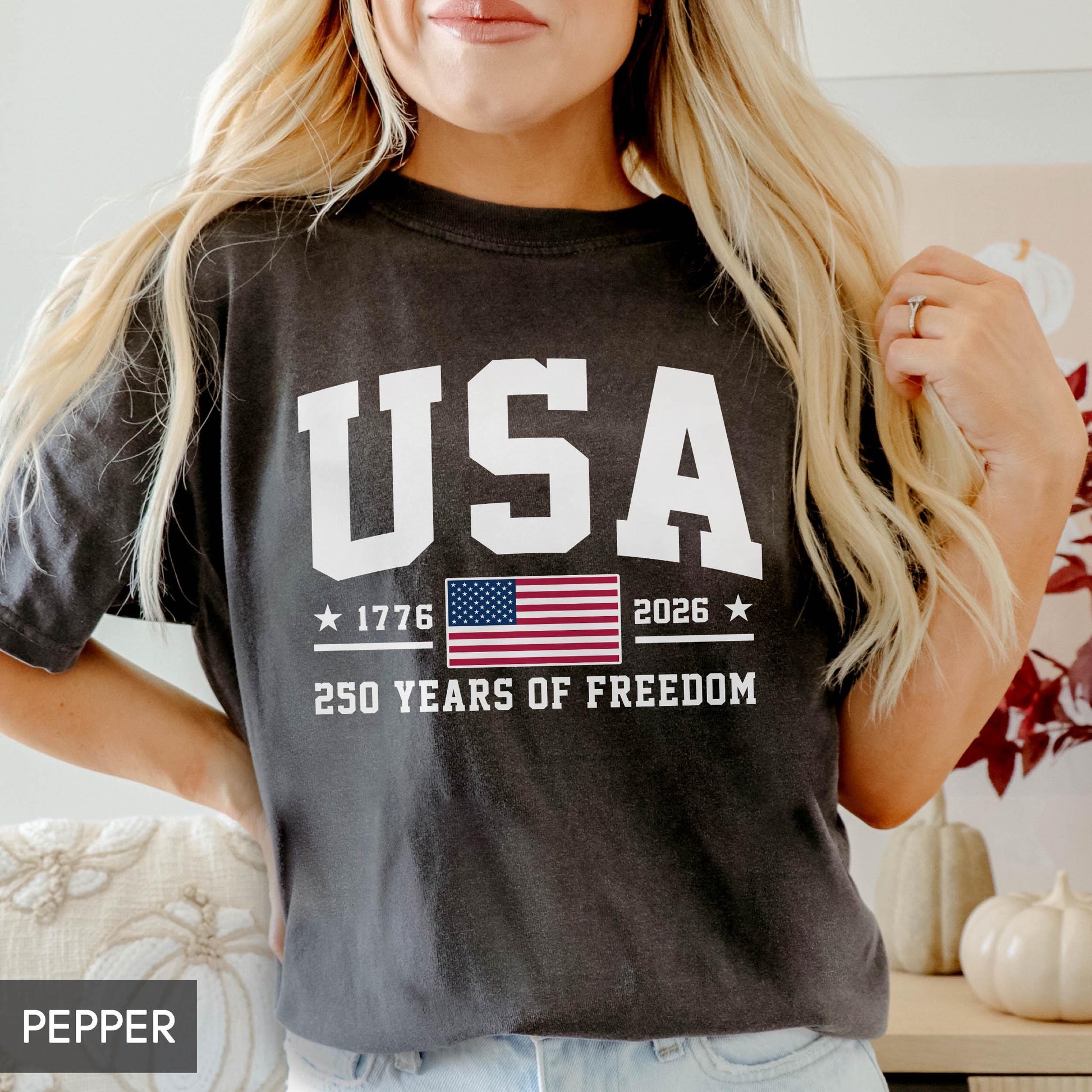 Comfort Colors® 250 Years of Freedom USA Shirt, 1776 -2026 American Flag Birthday