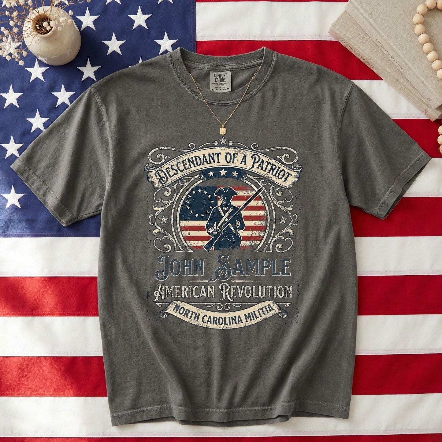 Descendant of a Patriot Custom Shirt, American Revolution 250 Anniversary Shirt, Personalized Patriot Ancestor Tee, Militia Gift