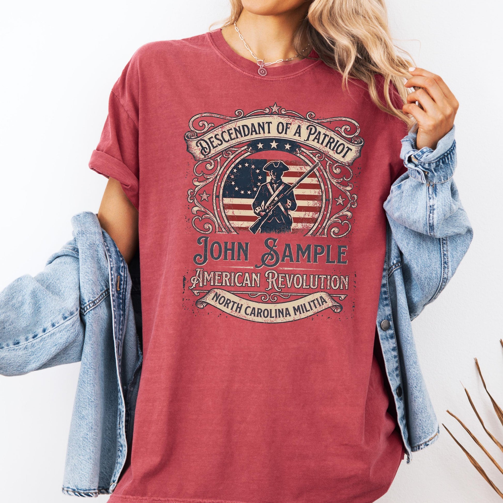 Descendant of a Patriot Custom Shirt, American Revolution 250 Anniversary Shirt, Personalized Patriot Ancestor Tee, Militia Gift
