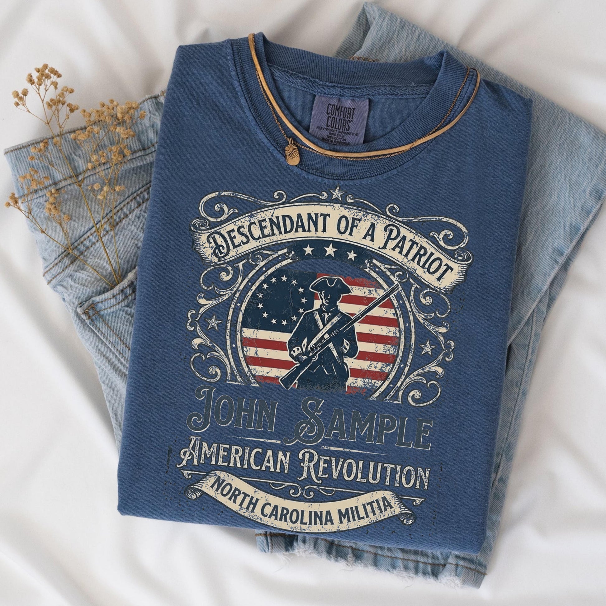 Descendant of a Patriot Custom Shirt, American Revolution 250 Anniversary Shirt, Personalized Patriot Ancestor Tee, Militia Gift