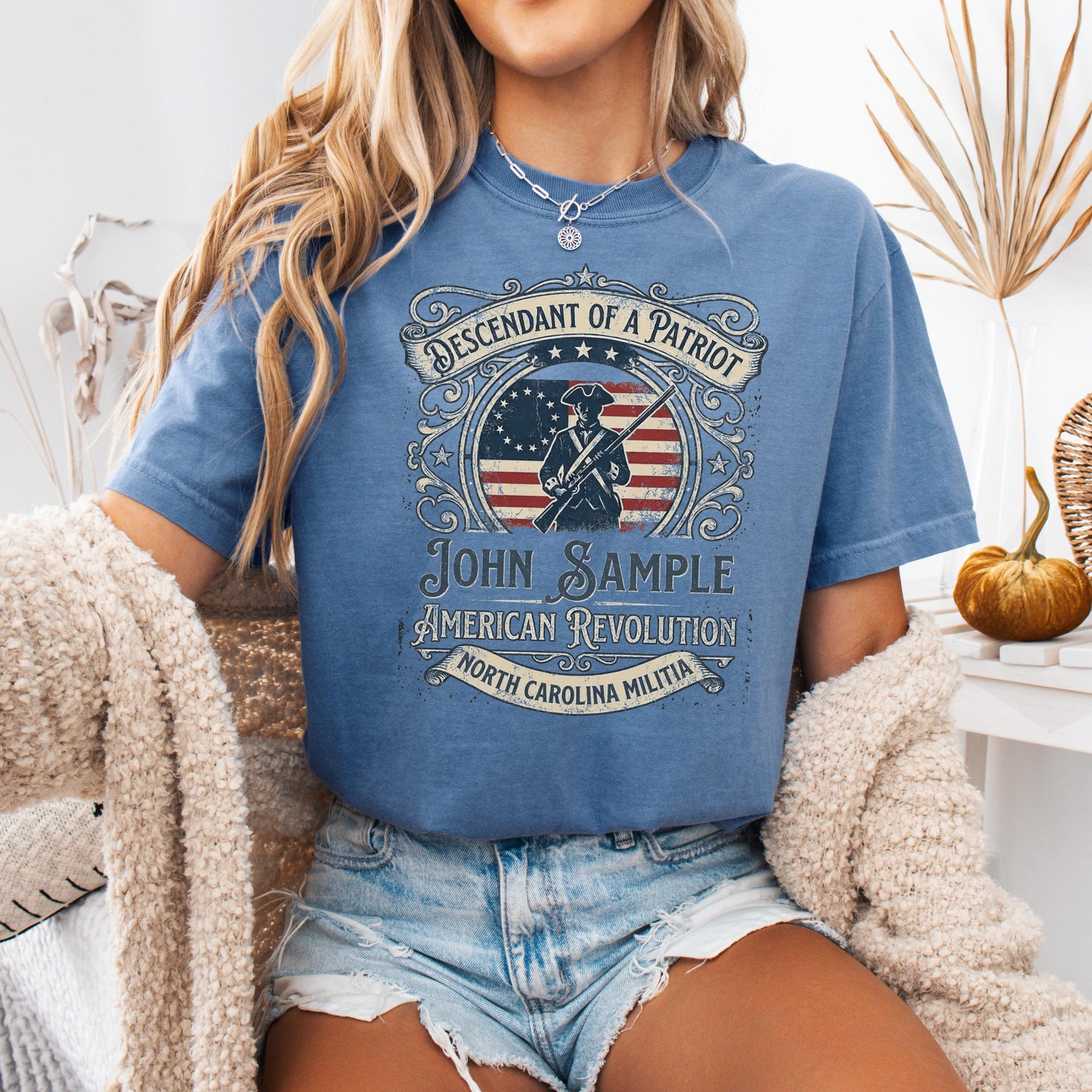 Descendant of a Patriot Custom Shirt, American Revolution 250 Anniversary Shirt, Personalized Patriot Ancestor Tee, Militia Gift