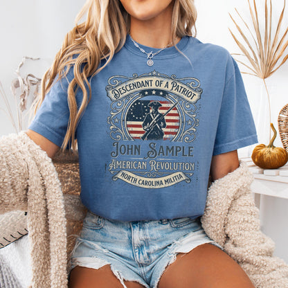 Descendant of a Patriot Custom Shirt, American Revolution 250 Anniversary Shirt, Personalized Patriot Ancestor Tee, Militia Gift