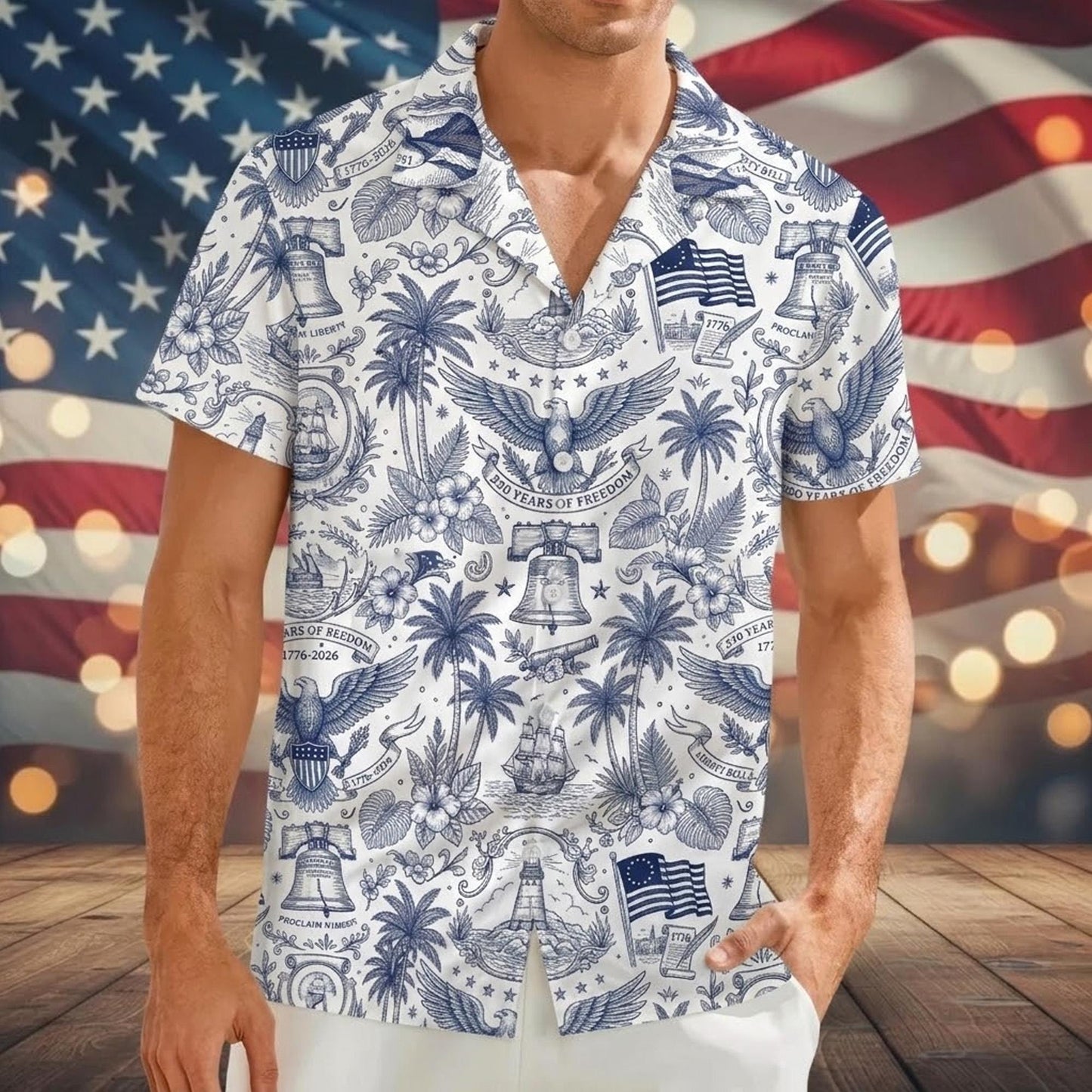America 250 Hawaiian Shirt 1776–2026, Vintage Patriotic Button Down Shirt, 250 Years of America Celebration Shirt, USA Anniversary Shirt