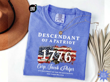 Comfort Colors® Descendant of a Patriot Shirt, Revolutionary War Heritage Tee, Vintage American Revolution Gift