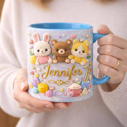Personalized Sewing Crochet Mug Custom Name Crafter Mug Knitting Gift Crochet Lover Gift Sewing Lover Coffee Cup Handmade Gift