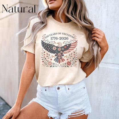 Folk Art USA Eagle Shirt, 250 Years of Freedom, USA 250th Anniversary Patriotic Tee