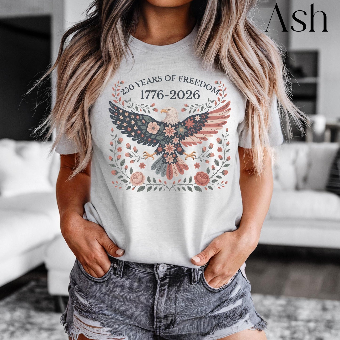 Folk Art USA Eagle Shirt, 250 Years of Freedom, USA 250th Anniversary Patriotic Tee