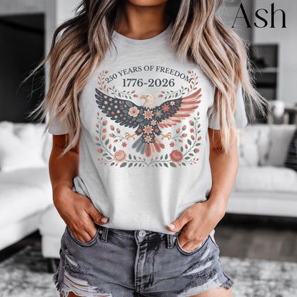Folk Art USA Eagle Shirt, 250 Years of Freedom, USA 250th Anniversary Patriotic Tee