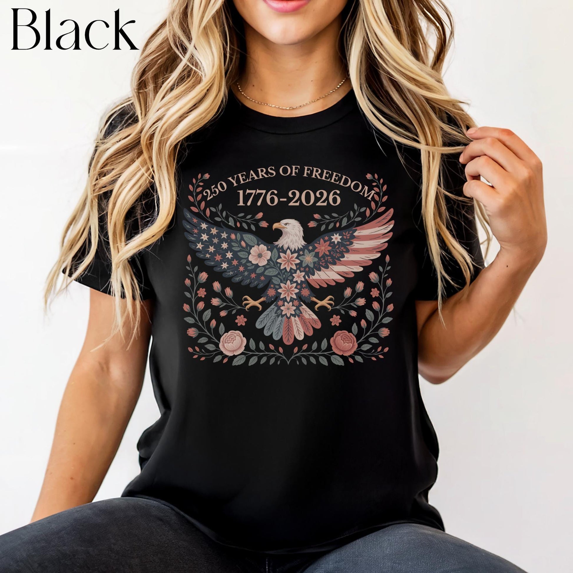 Folk Art USA Eagle Shirt, 250 Years of Freedom, USA 250th Anniversary Patriotic Tee