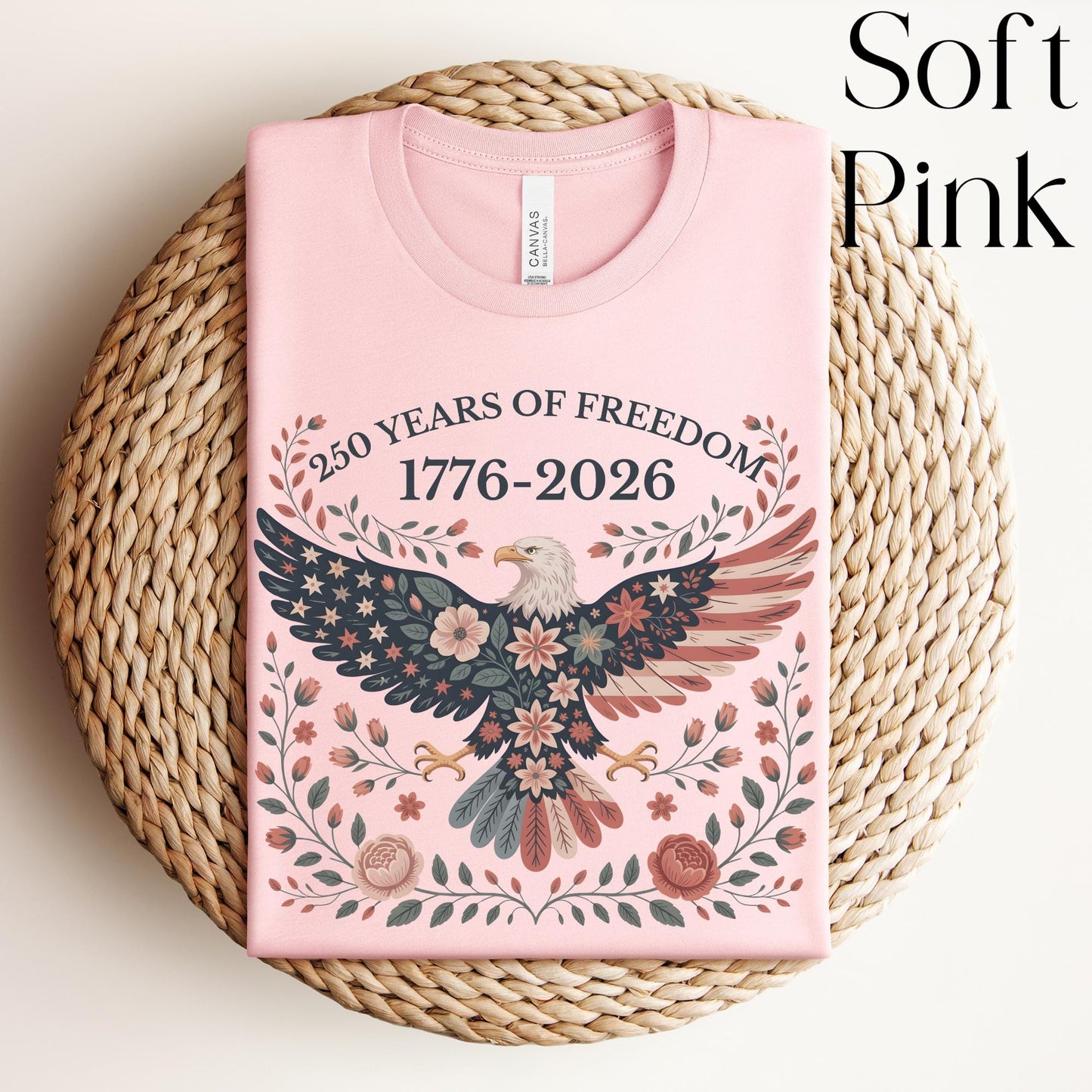 Folk Art USA Eagle Shirt, 250 Years of Freedom, USA 250th Anniversary Patriotic Tee