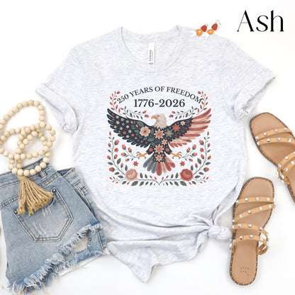 Folk Art USA Eagle Shirt, 250 Years of Freedom, USA 250th Anniversary Patriotic Tee