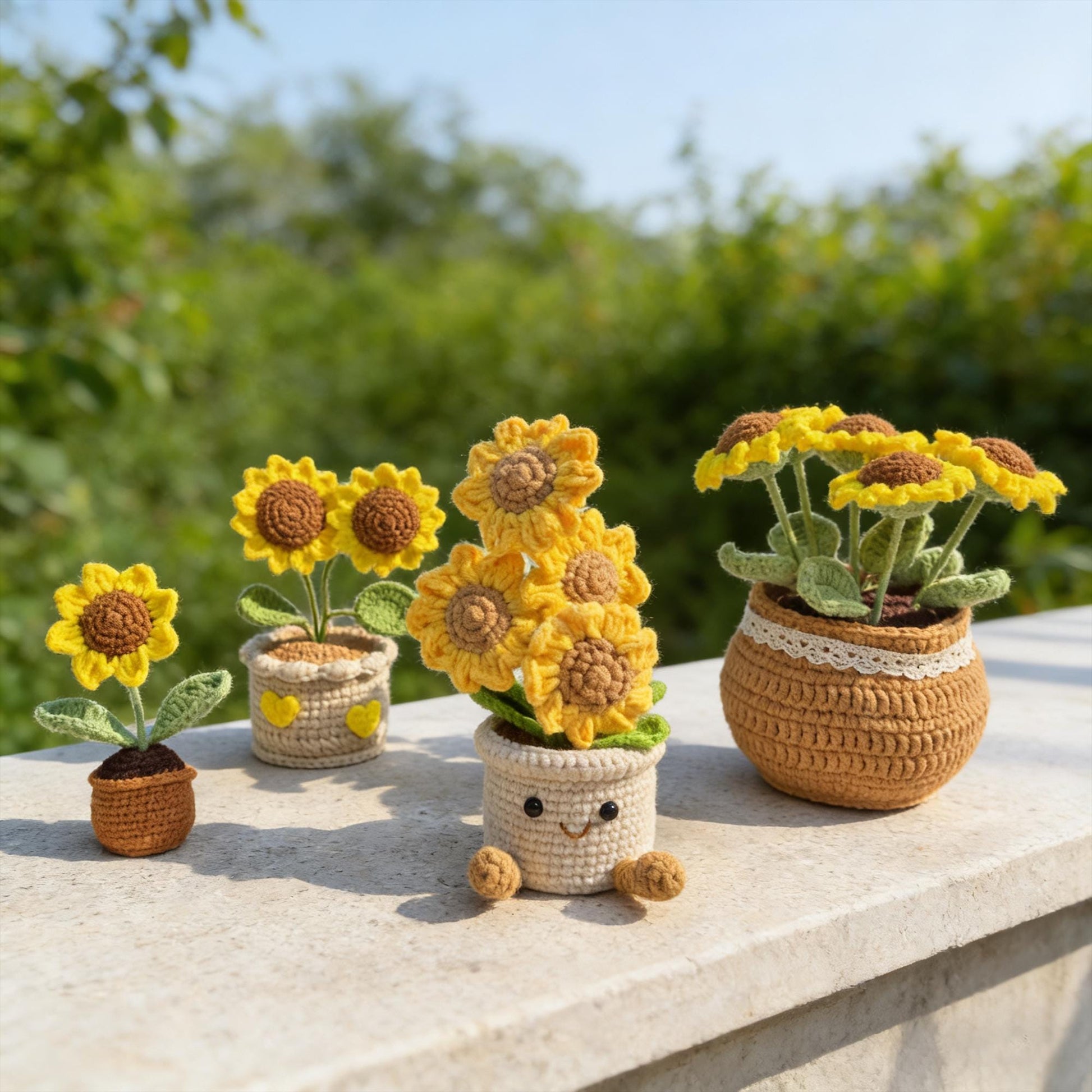 Crochet Sunflower | Handmade Knitted Flower Pot | Desk Decor | Amigurumi Sunflower Gift | Mini Potted Plant