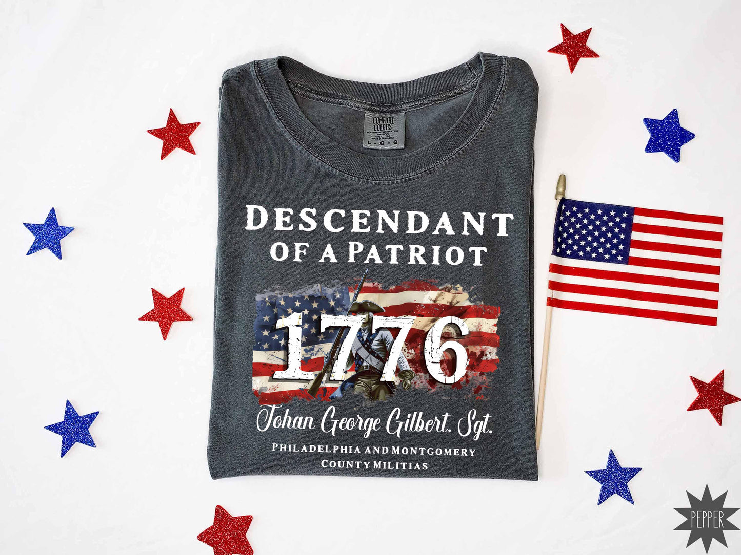 Comfort Colors® Descendant of a Patriot Shirt, Revolutionary War Heritage Tee, Vintage American Revolution Gift