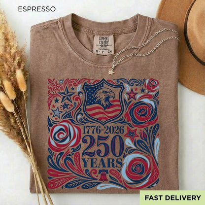 250th America Anniversary Shirt, Retro 4th of July Floral USA Shirt, Patriotic American Flag Tee, Vintage Independence Day Shirt, 1776-2026
