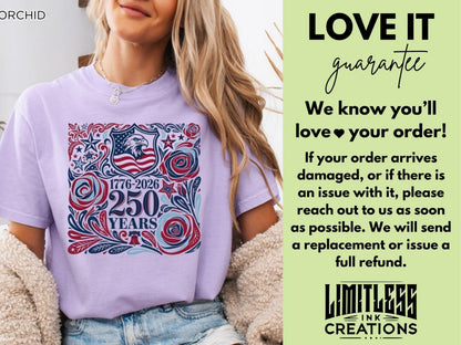 250th America Anniversary Shirt, Retro 4th of July Floral USA Shirt, Patriotic American Flag Tee, Vintage Independence Day Shirt, 1776-2026
