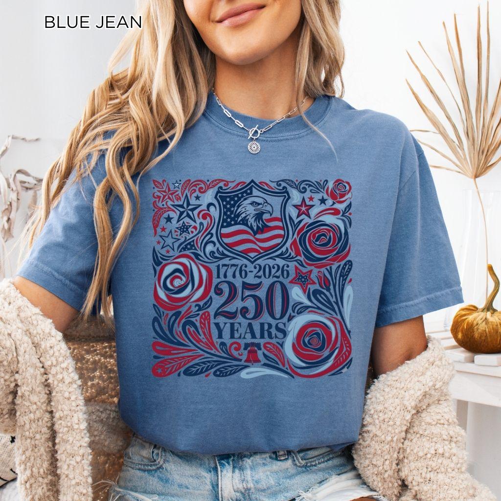 250th America Anniversary Shirt, Retro 4th of July Floral USA Shirt, Patriotic American Flag Tee, Vintage Independence Day Shirt, 1776-2026