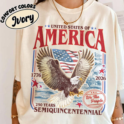 America 250th Anniversary Comfort Colors Shirt, We The People Patriotic Eagle American Flag T-Shirt, 1776 - 2026 USA Flag Semiquincentennial