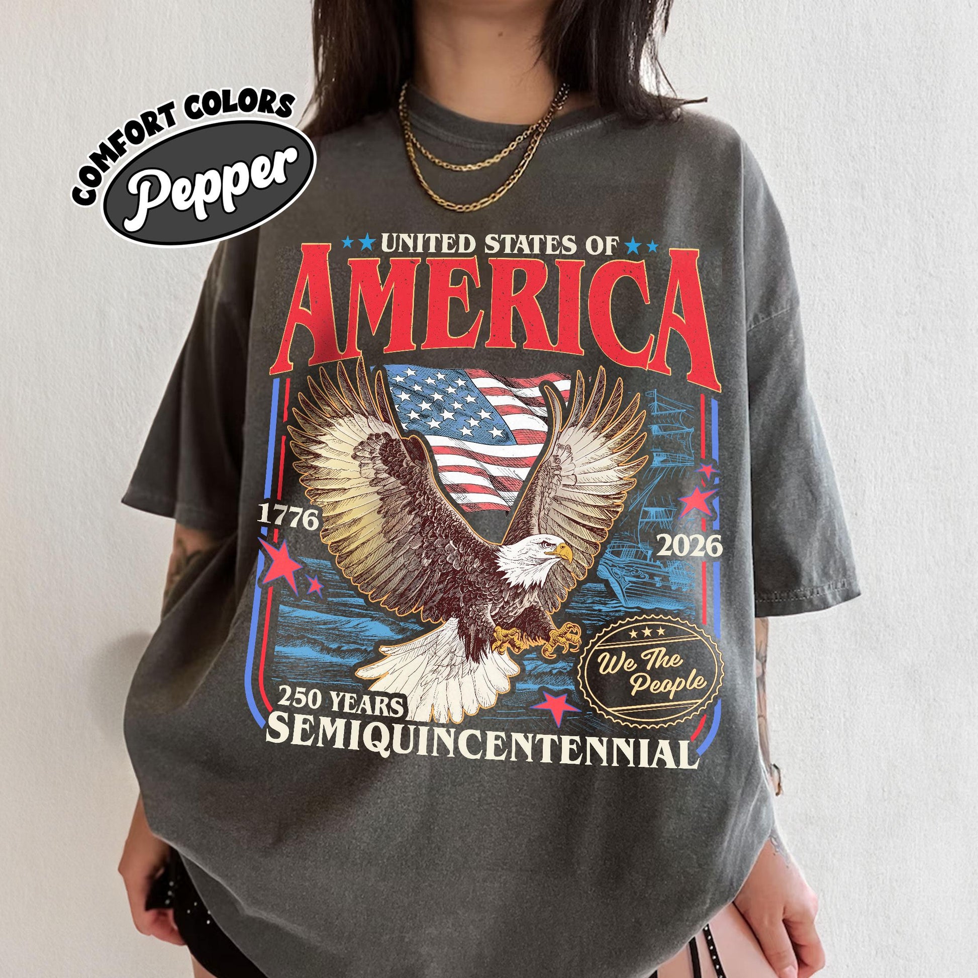 America 250th Anniversary Comfort Colors Shirt, We The People Patriotic Eagle American Flag T-Shirt, 1776 - 2026 USA Flag Semiquincentennial