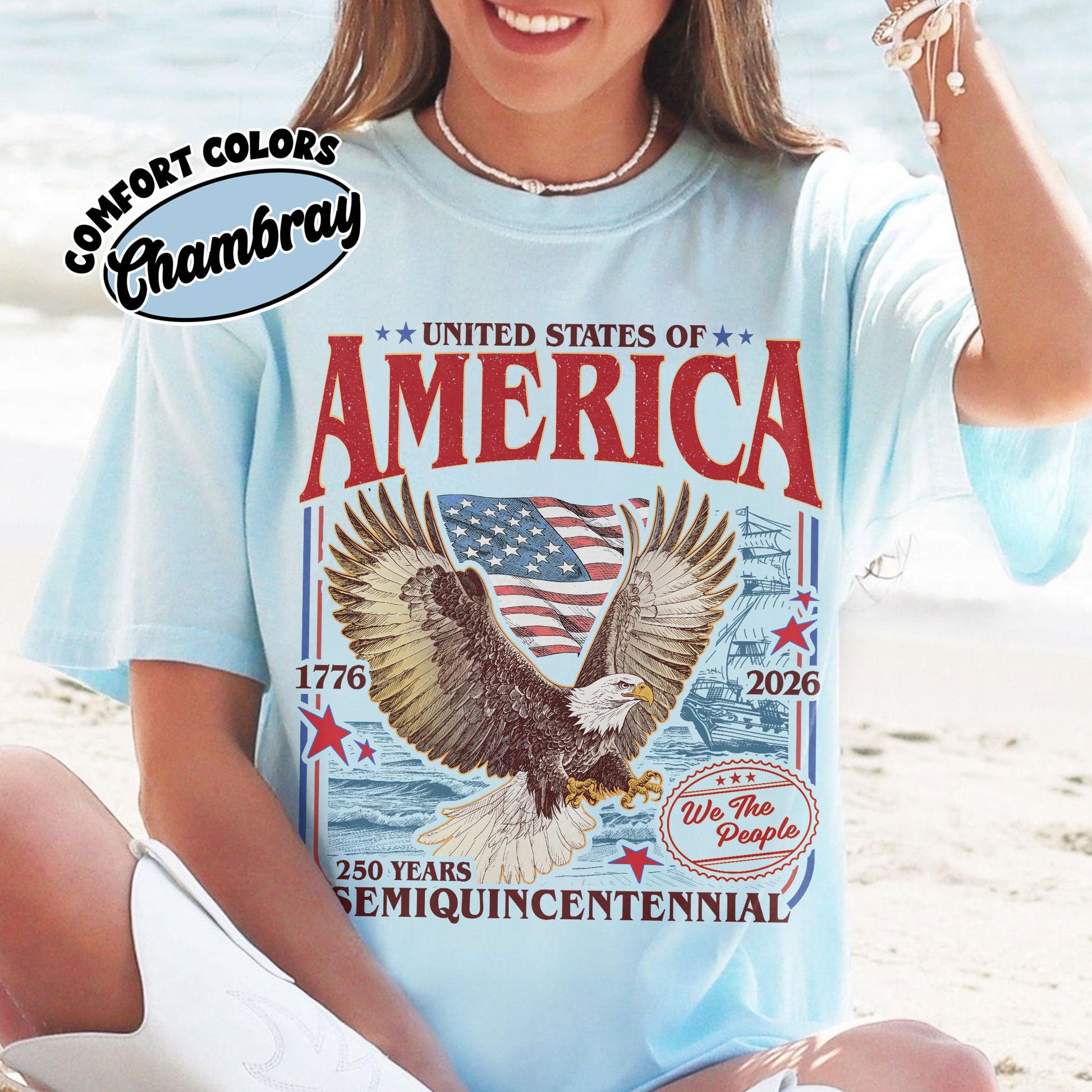 America 250th Anniversary Comfort Colors Shirt, We The People Patriotic Eagle American Flag T-Shirt, 1776 - 2026 USA Flag Semiquincentennial