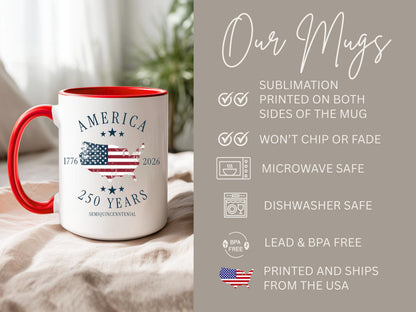 America 250th Anniversary Commemorative Mug, Patriotic Gift
