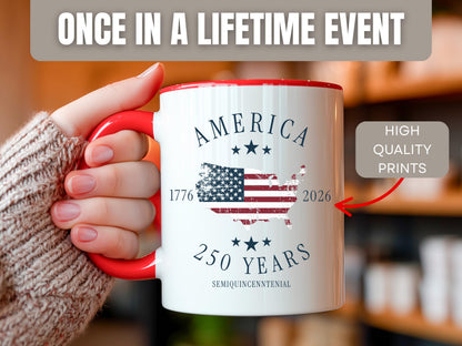 America 250th Anniversary Commemorative Mug, Patriotic Gift