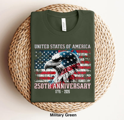 America 250th Anniversary T-Shirt, Patriotic USA Flag 1776-2026 Tee