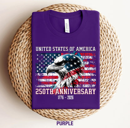 America 250th Anniversary T-Shirt, Patriotic USA Flag 1776-2026 Tee