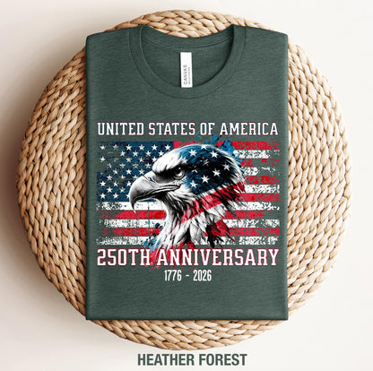 America 250th Anniversary T-Shirt, Patriotic USA Flag 1776-2026 Tee