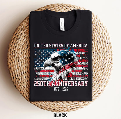 America 250th Anniversary T-Shirt, Patriotic USA Flag 1776-2026 Tee