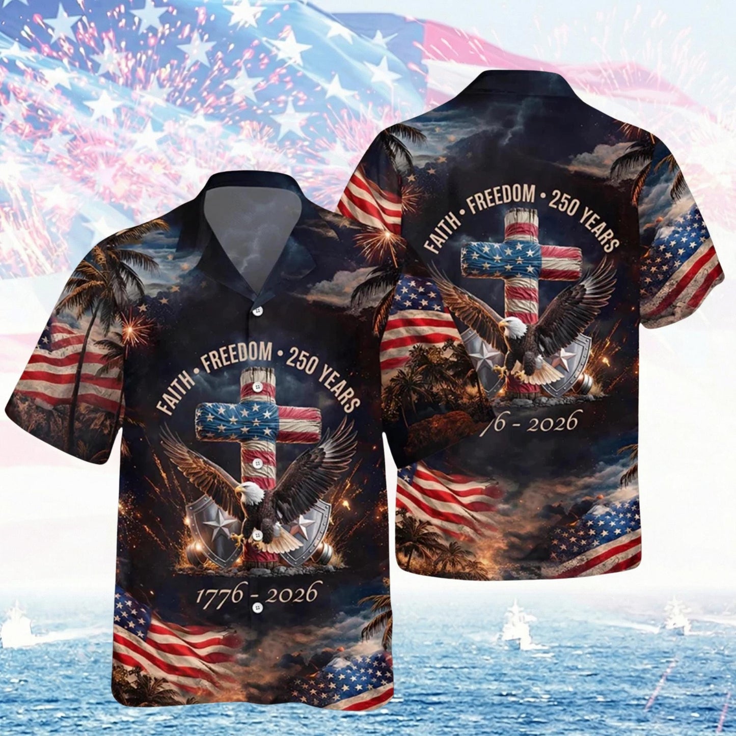 Freedom 250th Anniversary Hawaiian Shirt,USA 250 Years Independence Apparel,1776–2026 America Anniversary,Patriotic Freedom MSC4