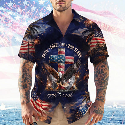 Freedom 250th Anniversary Hawaiian Shirt,USA 250 Years Independence Apparel,1776–2026 America Anniversary,Patriotic Freedom MSC4