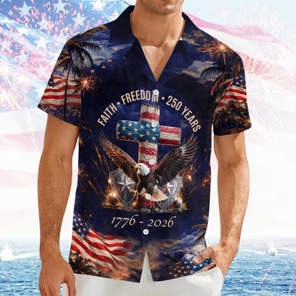 Freedom 250th Anniversary Hawaiian Shirt,USA 250 Years Independence Apparel,1776–2026 America Anniversary,Patriotic Freedom MSC4