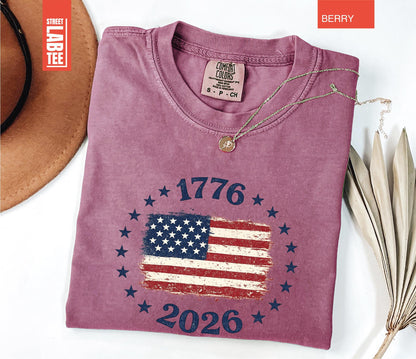 Made in America Comfort Colors® T-Shirt, USA Flag Shirt, America 250th Anniversary Tee, Patriotic Gift, 4th of July, Independence Day Top