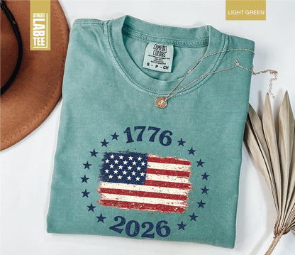 Made in America Comfort Colors® T-Shirt, USA Flag Shirt, America 250th Anniversary Tee, Patriotic Gift, 4th of July, Independence Day Top