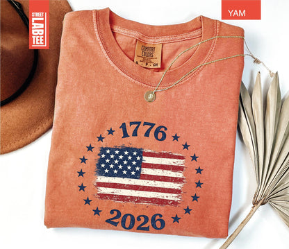Made in America Comfort Colors® T-Shirt, USA Flag Shirt, America 250th Anniversary Tee, Patriotic Gift, 4th of July, Independence Day Top