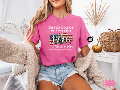 Comfort Colors® Descendant of a Patriot Shirt, Revolutionary War Heritage Tee, Vintage American Revolution Gift