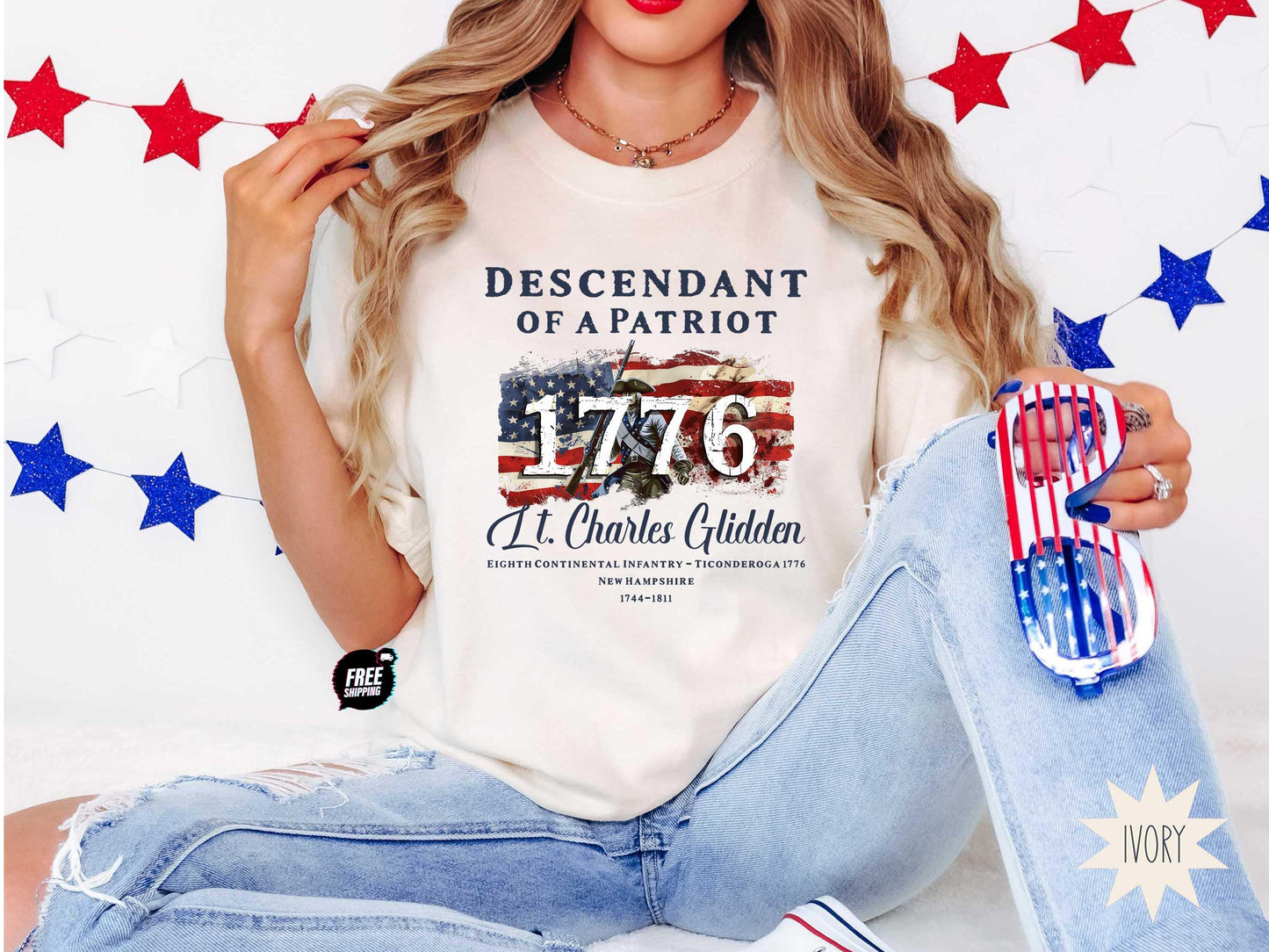 Comfort Colors® Descendant of a Patriot Shirt, Revolutionary War Heritage Tee, Vintage American Revolution Gift