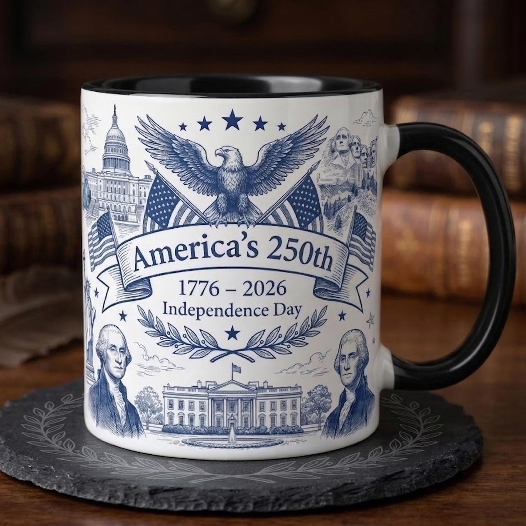 Semiquincentennial 1776-2026 Anniversary Accent Mug, America's 250th Cup, Patriotic Liberty Bell Coffee Mug, Independence Day Gift