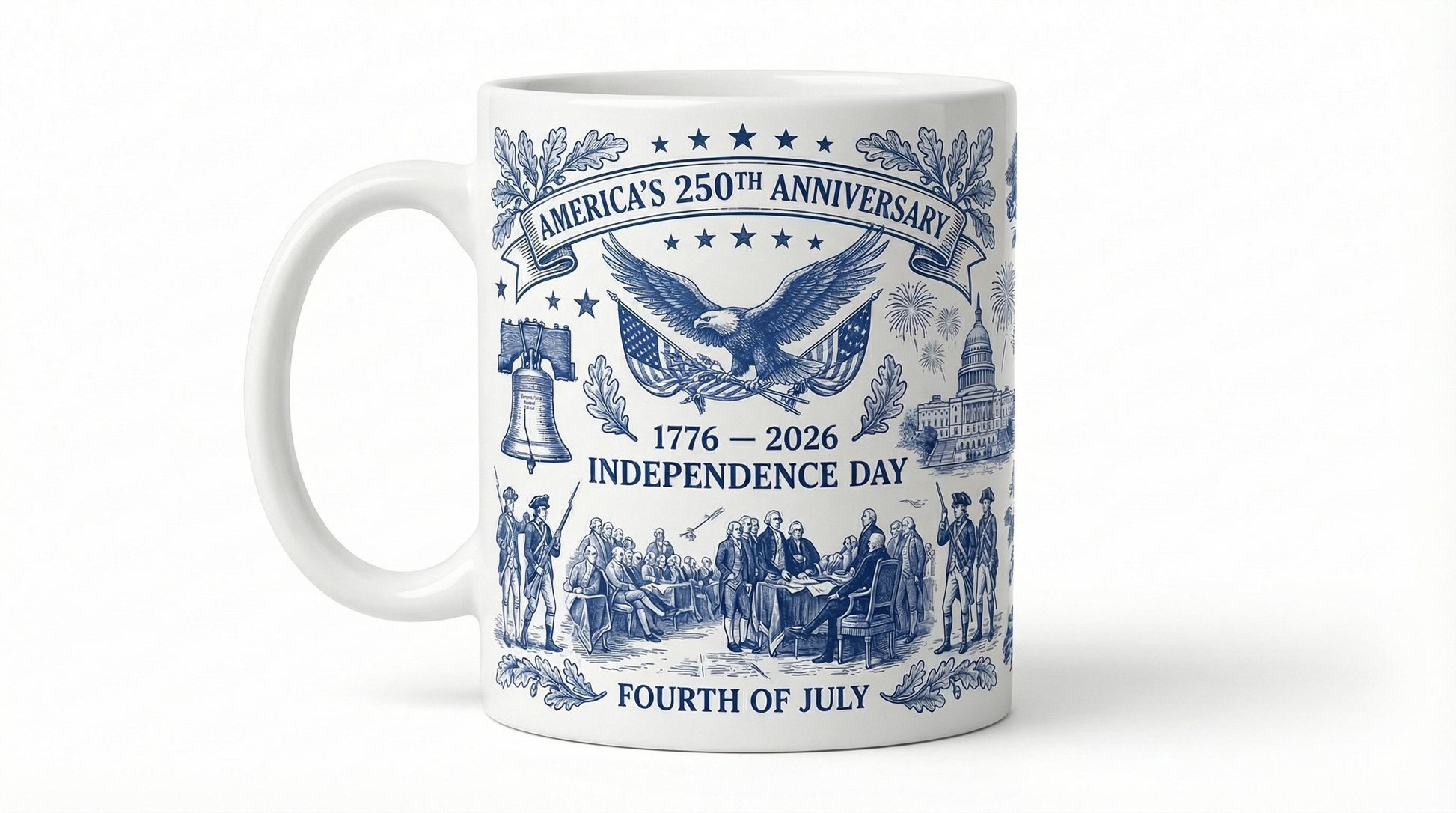 Semiquincentennial 1776-2026 Anniversary Accent Mug, America's 250th Cup, Patriotic Liberty Bell Coffee Mug, Independence Day Gift